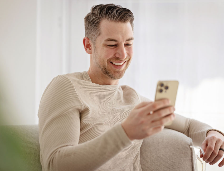 Man using smartphone