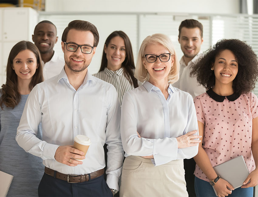 Professional team posing