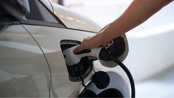 Ev charging white car