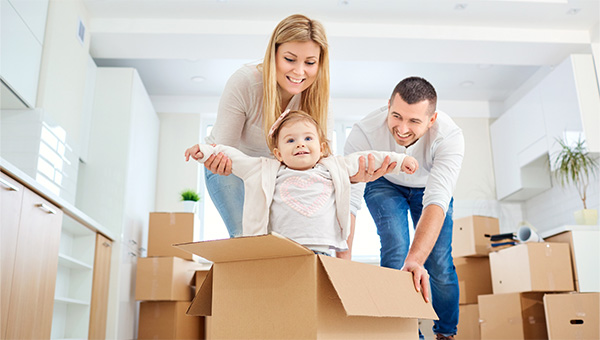 Family moving boxes