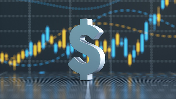 Dollar sign with chart background