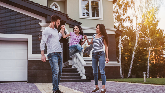 Family playing outside