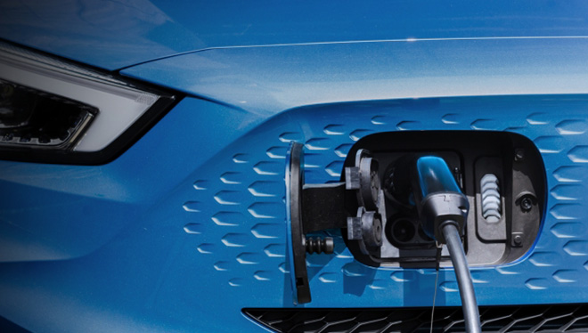 Blue Ev car charging
