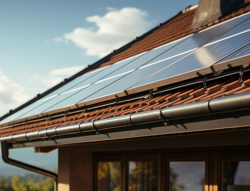 Solar panels on a rooftop