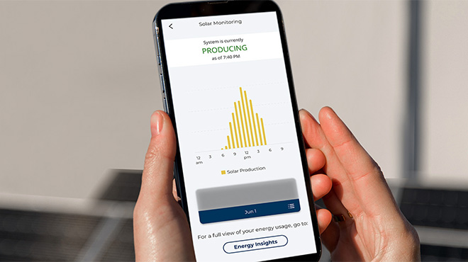 Mobile app showing chart