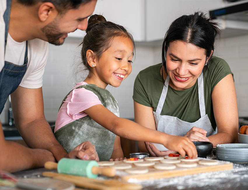 Happy family baking