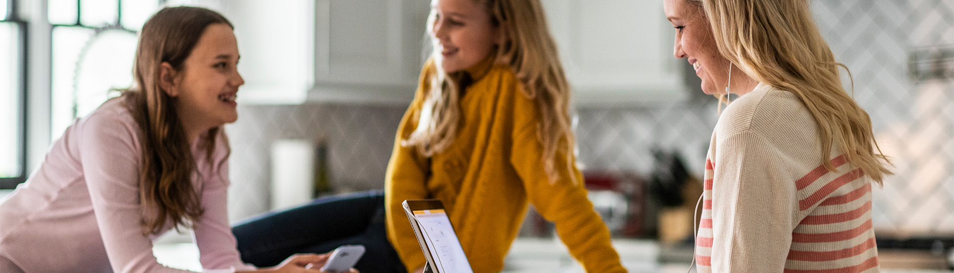 Three girls socializing