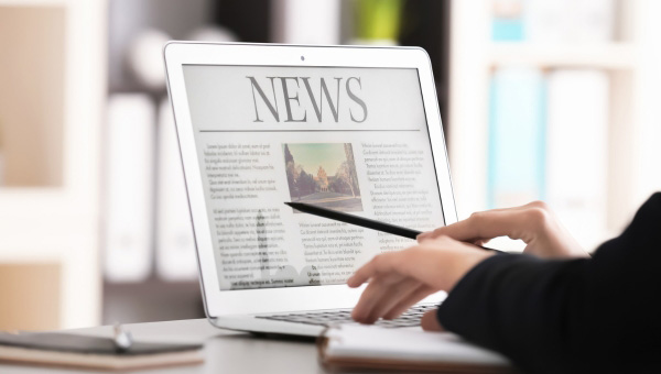 Laptop with news on it