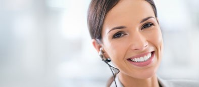 close up of female customer support agent with headset