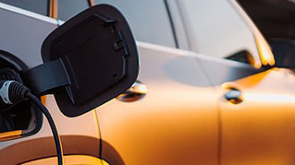 close up shot of ev charging port in a ev car