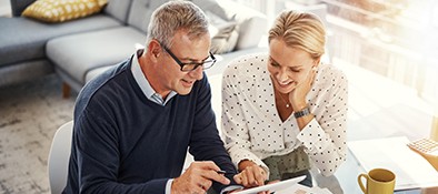 Couple looking at phone