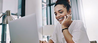 woman on a computer