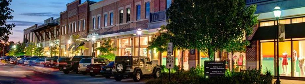 downtown katy texas in the evening