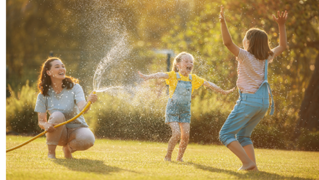 Family playing outside
