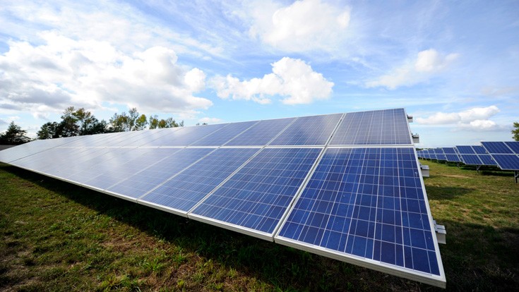 Solar panels at the Paradise Solar Energy Center in New Jersey. It was built by contributions to the EarthEra Renewable Energy Trust.