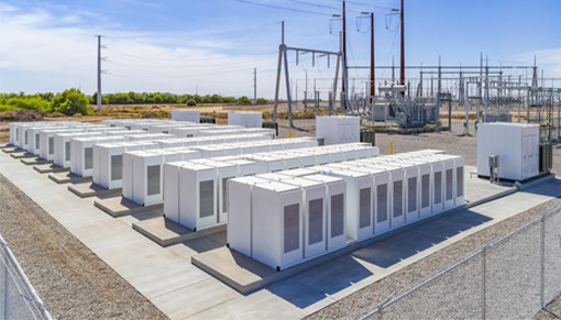 Commercial battery storage units on rooftop