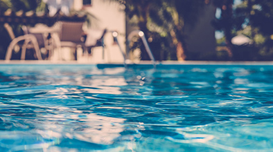Swimming pool in backyard with